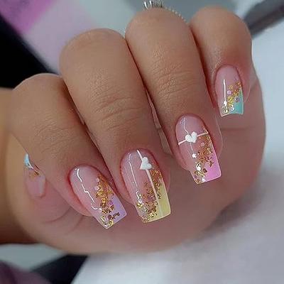 Y2k Fake Nails Cute Cartoon Girls Press Nails Star - Temu Germany