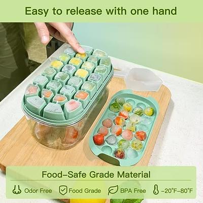 Ice Cube Tray with Lid and Bin - 2 Pack Ice Trays for Freezer with Ice  Scoop 