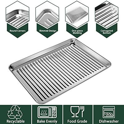 Baking Sheet with Rack Set, E-far Stainless Steel Baking Pans Tray Cookie  Sheet with Cooling Rack, 16 x 12 x 1 inch, Non Toxic 