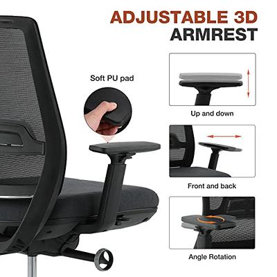 Office Chair with Foot Rest, Desk Chair Rubber Wheels Ergonomic Chair with  Lumbar Support, Adjustable Headrest & 3D Armrest, Reclining, Mesh High-Back