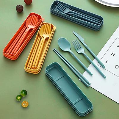 Travel Cutlery Set With Case, 4 Sets Portable Camping Cutlery Set, Reusable  Plastic Cutlery Knife, Fork, Spoon, Chopsticks Set For Outdoor Travel Picn