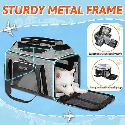 TSA Approved Airline Travel Pet Carrier for Cats, Dogs, Small Animals -  Comfortable, Safe, and Durable with Side & Top Opening, Air Vents,  Collapsible