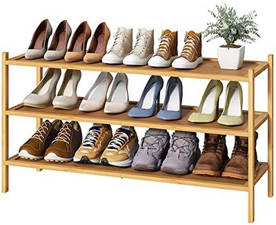 Natural 2-Tier Wood Shoe Rack