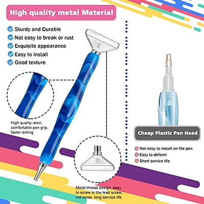 Square Diamond Art Painting Pen, Ergonomic Diamond Art Pen, Metal Diamond  Art Drill Pens with Square and Round Drill Head Plus Multiplacer Tips