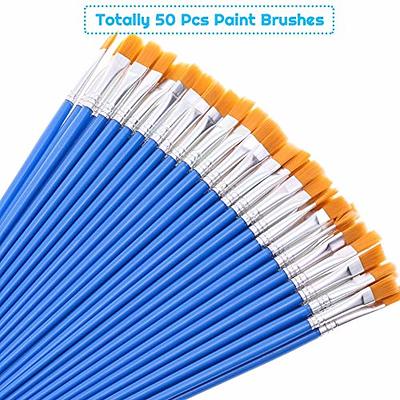 50Pcs Round Paint Brushes Bulk, Small Paint Brushes Classroom Brushes Set  for Kids Model Canvas Painting Face Acrylic Watercolor Oil and Crafts 