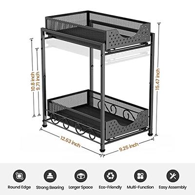 MEAFBIRD 2 Pack Under Sink Organizer, 2 Tier Bathroom Cabinet Organizer  with Sliding Basket, Multi-Purpose Under Sink Organizers and Storage for