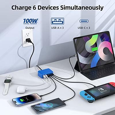 USB C Charger, Baseus 65W PD GaN3 Fast Wall Charger Block, 4-Ports [2USB-C  + 2USB] Charging Station with 5ft AC Cable for iPhone 15/14/13, Samsung