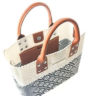 Tin Marin Grey Large Woven Crossbody Bag - Tan Leather | Tin Marin | Artisan Bags