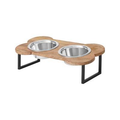 FRISCO Marble Print Stainless Steel Double Elevated Dog Bowl, Gold