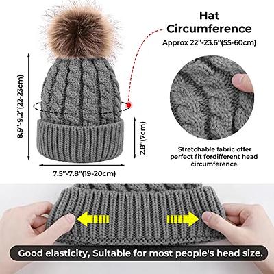 Livingston Women's Winter Soft Knit Beanie Hat with Faux Fur Pom Pom Warm  Skull Cap Beanies for Women