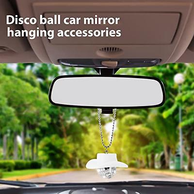 Disco Ball Car Accessory, Disco Ball Car Mirror Ornament, Disco Ball Cowboy  Hat Car Charm, Car Disco Ball Decor, Disco Ball for Car Mirror Decor