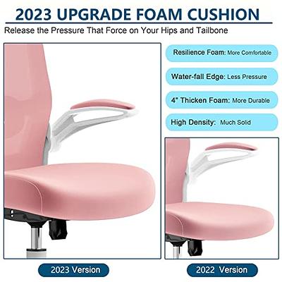 Ergonomic Pink Office Chair with Lumbar Support and Thicker Cushion