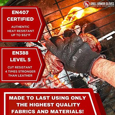 Oven Gloves Grill Gloves Extreme Heat Resistant Oven Gloves - EN407 Certified 932F - Cooking Gloves for BBQ, Grilling, Baking,Cutting, Welding, Smoker