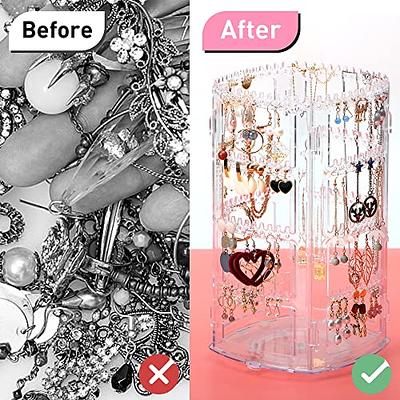360 Rotating Jewelry Organizer Necklace Holder Display Stand