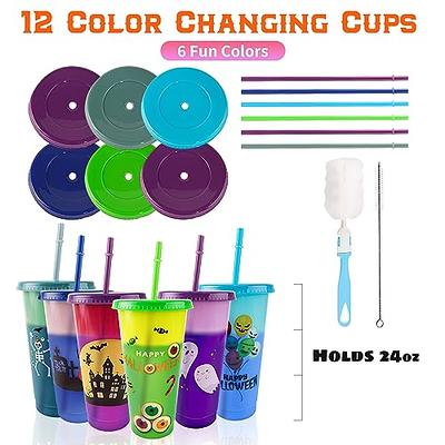 Meoky Plastic Cups with Lids and Straws - 6 Pack 24 oz Color Changing Cups  with Lids and Straws Bulk…See more Meoky Plastic Cups with Lids and Straws