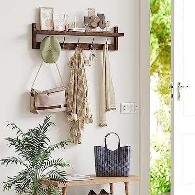 Entryway Wall Hooks with Shelf Coat Hanger Coat Rack Hanging Shelf