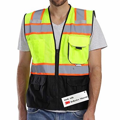 Dib Safety Vest Reflective with Pockets and Zipper, High Visibility Mesh  ANSI Class 2, Made with 3M Reflective Tape, Yellow and Black Large - Yahoo  Shopping