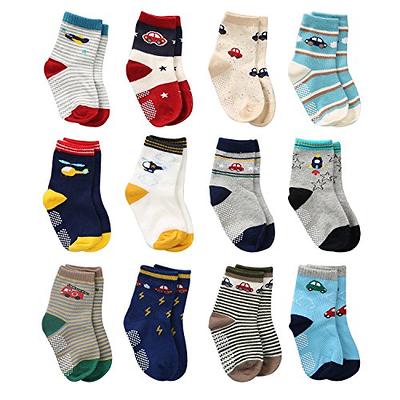12 Pairs Toddler Boy Socks Grip Socks Baby Boy Cotton Socks Non