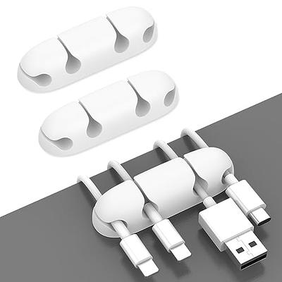 White Cable Clips, Cord Organizer Cable Management, Cable Organizers USB  Cable Holder Wire Organizer Cord Clips, 2 Packs Cord Holder for Desk Car  Home and Office (5, 3 Slots) 