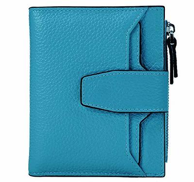 AINIMOER Women's RFID Blocking Leather Small Compact Bi-fold Zipper Pocket  Wallet Card Case Purse with id Window (Stitched Sky Blue) - Yahoo Shopping