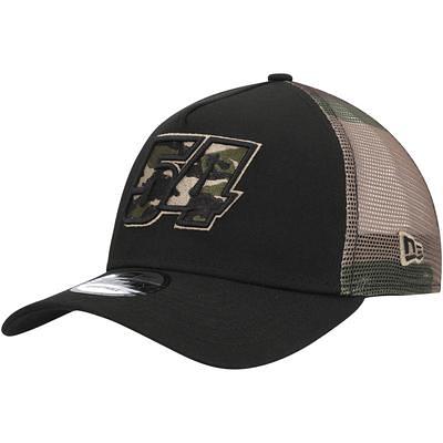 Men's New Era Khaki/White Philadelphia Eagles Happy Camper A-Frame Trucker 9FORTY Snapback Hat