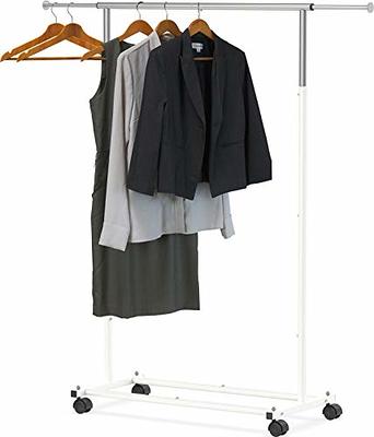 Simple Houseware Double Rod Garment Rack with Wheels and Hooks, Black