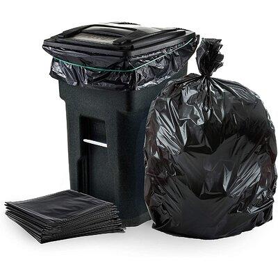 PlasticMill 64 Gallon Garbage Bags: Black, 2 Mil, 50x60, 40 Bags.