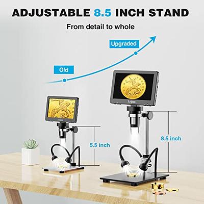 Leipan DM9H HDMI Coin Microscope with 7 IPS Screen,1200X Magnification  Soldering Microscope,Longer 8.5 Stand,Digital Microscope with 32GB