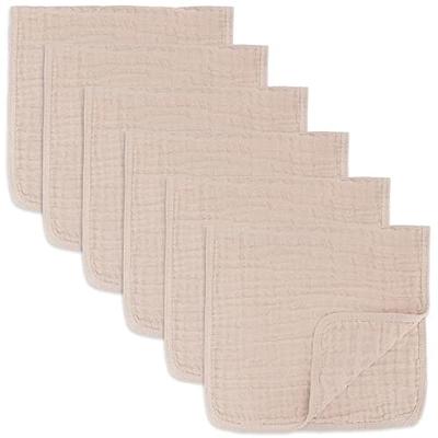 Comfy Cubs Muslin Burp Cloths 6 Pack Large 100% Cotton Hand Washcloths 6 Layers Extra Absorbent and Soft (White)