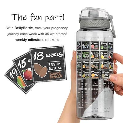 Belly Bottle Pregnancy Water Bottle Intake Tracker with Weekly Milestone  Stickers (BPA-Free) Pregnancy Gifts for First time Moms Must Haves  Essentials - Clear (Clear)