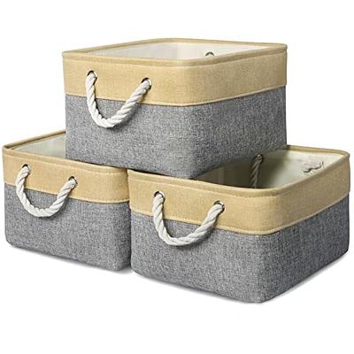 KITCSTI Storage Baskets for Organizing Fabric Storage Bins 17x12x15  Foldable Organizer Bins with Handle Large Storage Baskets for Shelves  Closet Toys Books (Beige&White, Pack of 3) - Yahoo Shopping