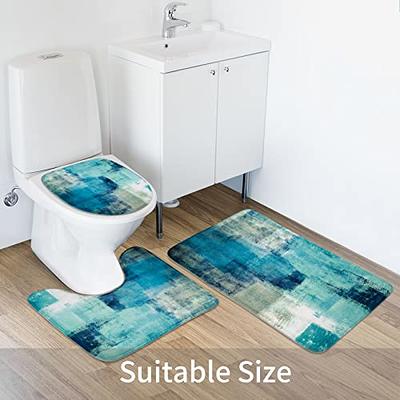 Gray and Teal Shower Curtain and Bath Rug Sets, Modern Turquoise Aqua & Teal  Bathroom Decor, Abstract Fabric Shower Stall Curtain Bath Mat 