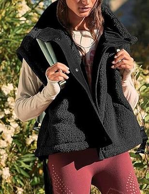 Gozoloma Women's Oversized Fleece Vest Sleeveless Casual Button Down  Piecing Fuzzy Sherpa Gilet Jacket with Pockets(0736-Black-XL) - Yahoo  Shopping