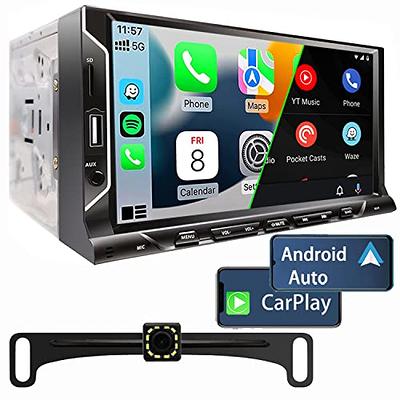 Single Din Car Stereo Compatible with Apple Carplay & Android Auto,  METEESER 5.1 Inch Bluetooth Backup Camera, Touch Screen Radio Support  FM/Mirror