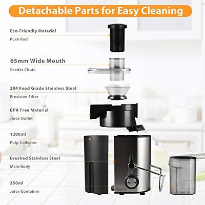 Mecity Small Masticating Juicer Electirc Slow Juicer with Reverse Function  For Home, Easy to Clean Juicer Extractor with Travel Bottle, Self-Feeding