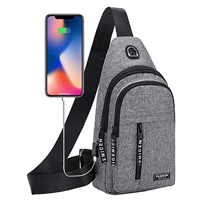 Crossbody Sling Bag for Women Men, Waterproof Sling Bag with USB