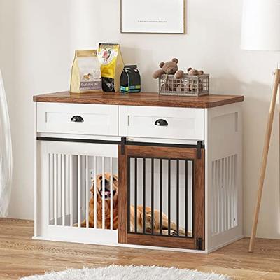 Wooden Dog Crate Furniture 39.4 Heavy Duty Dog Kennel with 2