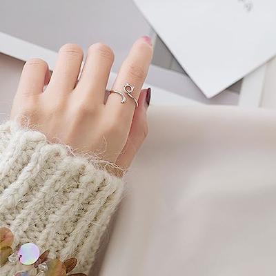 2PCS Knitting Crochet Loop Ring Adjustable Crochet Finger Ring Tension Ring  