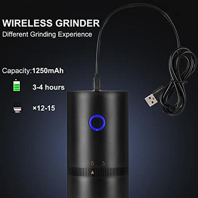 Portable Electric Burr Coffee Grinder USB Rechargeable Small Coffee Bean Grinder with Multiple Grinding Settings Automatic Conical Burr Grinder for