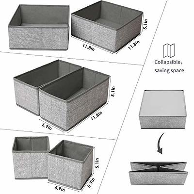 Non-woven Foldable Drawer Organizer For Underwear, Bras, Socks Space Saving  Compartment Storage Box (3 Pieces,gray)