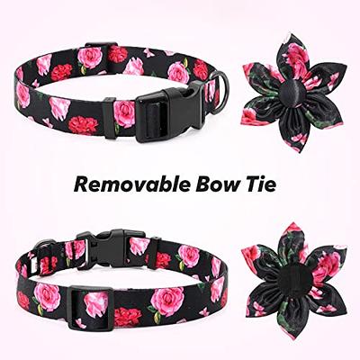 Cute Girl Dog Collars for Small Medium Large Dogs, Floral Pattern Female  Pet Dog Collars with Flower for Wedding Holiday 