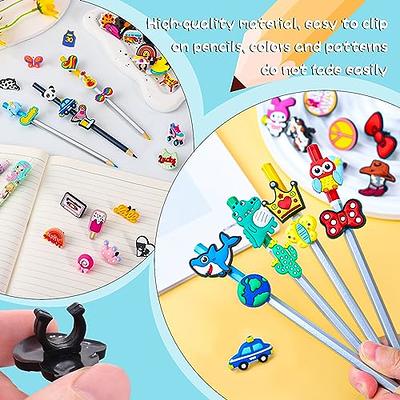 120 Pcs Pencil Topper Decorations Bulk Different Pencil Clips Decoration  PVC Pencil Toppers Accessories for Pupil Junior Students Gifts Awards Straw