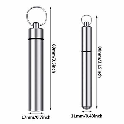 4 Pieces 2 Sizes Metal Portable Toothpick Holder, aluminum alloy Pocket  Toothpick Holder Aluminum Waterproof Case Toothpick Container with Keychain