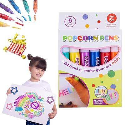 6Pcs Expansion Puffy Art Pen Fun 3D Art DIY Pens New Magic Popcorn Pens Kid