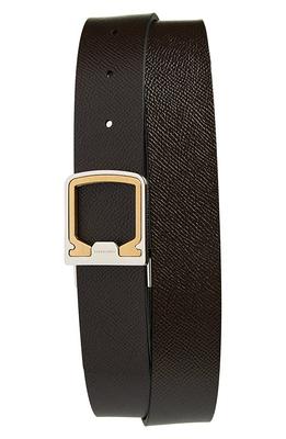 Valentino Garavani Vlogo Buckle Reversible Leather Belt in LC8 Smokey Brown/nero