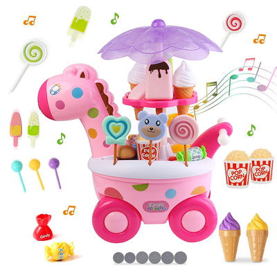 deAO Ice Cream Toy Play Store for Kids, Cash Register Toy Ice Cream Counter  Playset with Ice Cream Maker Machine, Pretend Play Kitchen Accessories