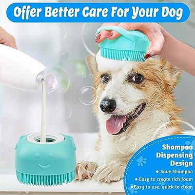 Dog Bath Brush Scrubber - Silicone Pet Brush Dog Scrub Brush for Bath, Dog Washing Brush Dog Shampoo Brush Dispenser, Dog Shower Brush Dog Brush for