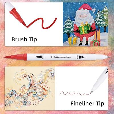 FIXSMITH Dual Brush Marker Pens - 24 Colored Art Markers, Fine Point & Brush Tip Water Based Markers, for Kids Adult Coloring Books Bullet Journals