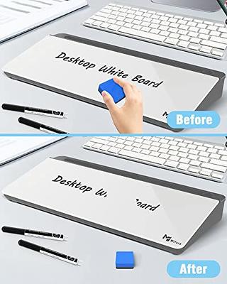 Small Desktop Glass Whiteboard Dry-Erase-Board - Computer Keyboard Stand  Whit