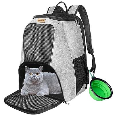 Cat Backpack Carrier, 2 Sides Expandable Pet Backpack for Cats Dogs fit Up  to 20 lbs, Breathable Cat Carrier with Inner Safety Leash, Grey